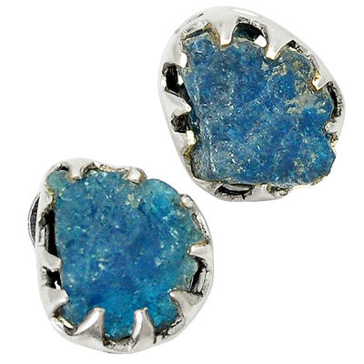 Rough Blue Apatite Stud Earrings