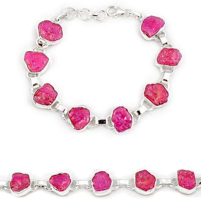 Rough Ruby Link Bracelet