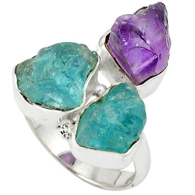 Aquamarine and Amethyst Trio Ring